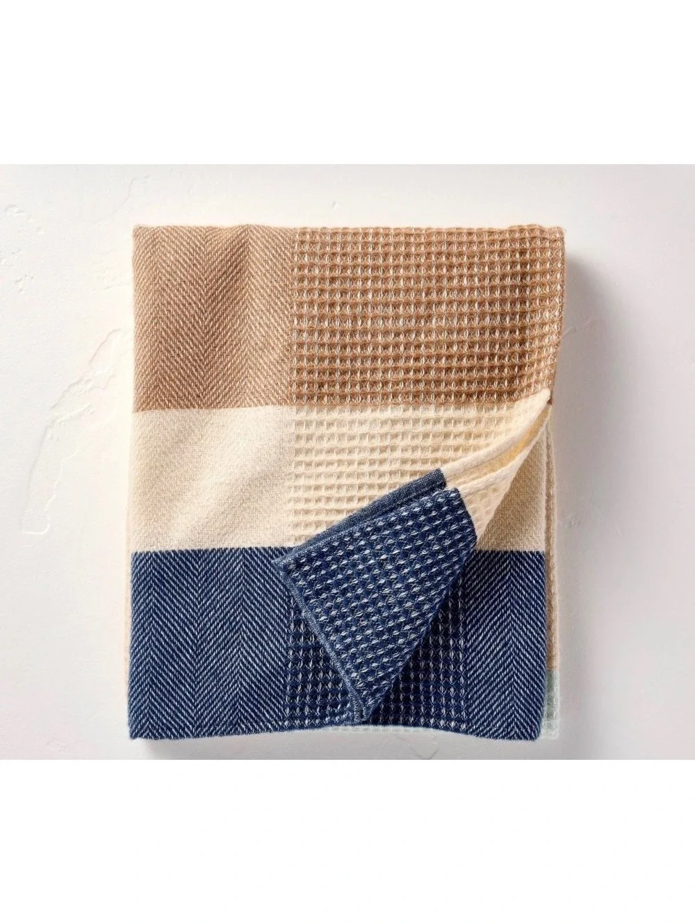 Striped Throw Blanket Cream/Blue by Hearth & Hand with Magnolia